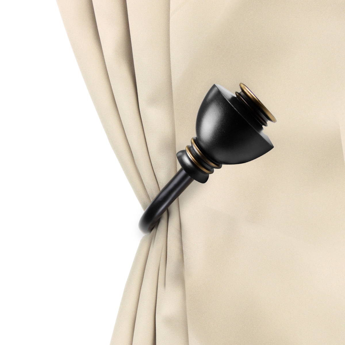 Kingsly Curtain Holdback Set, Black - Set of 2