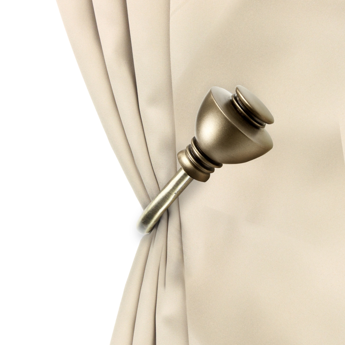 Kingsly Curtain Holdback Set, Antique Brass - Set of 2