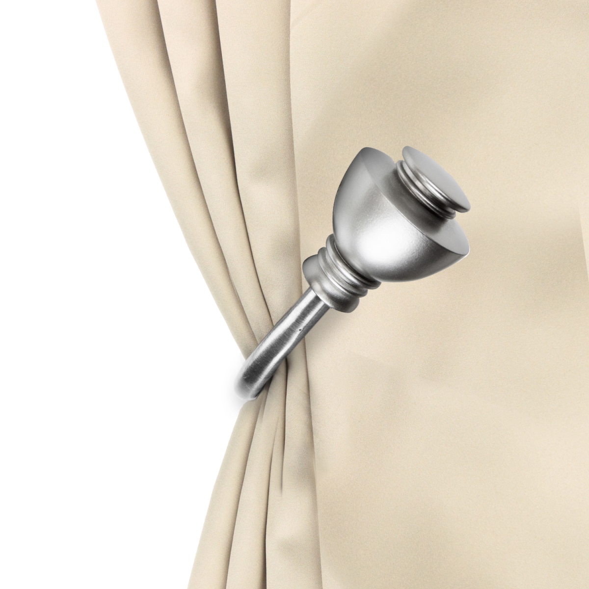 Kingsly Curtain Holdback Set, Satin Nickel - Set of 2