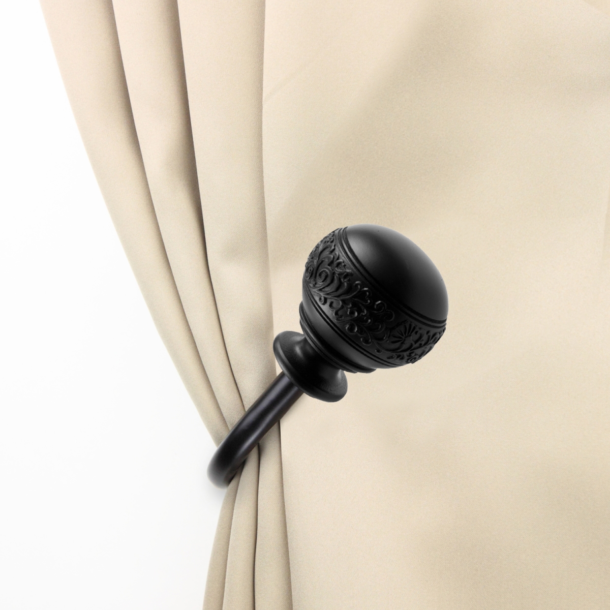 Lucid Curtain Holdback Set, Black - Set of 2