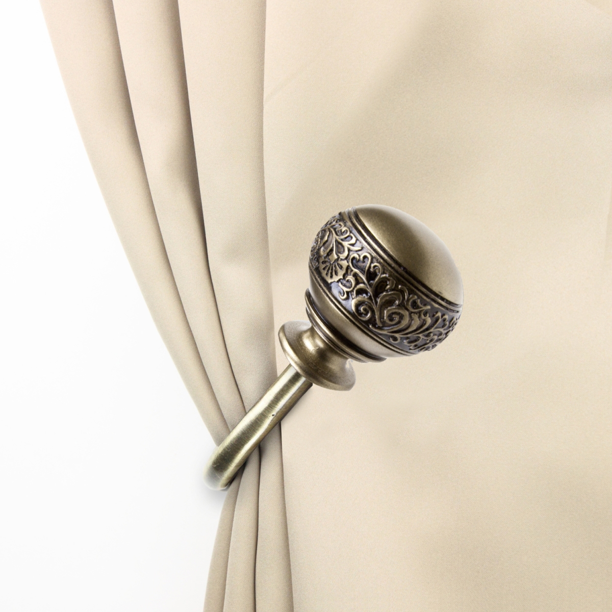 Lucid Curtain Holdback Set, Antique Brass - Set of 2