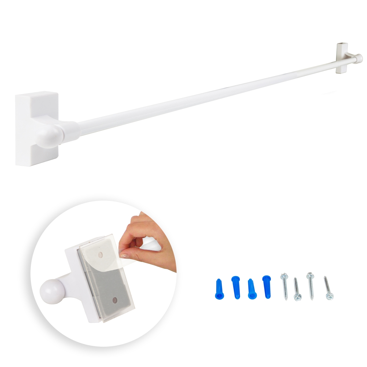 0.4375 in. Self-Adhesive or Wall Mounted Rod for 9 to 16 in. Windows, White