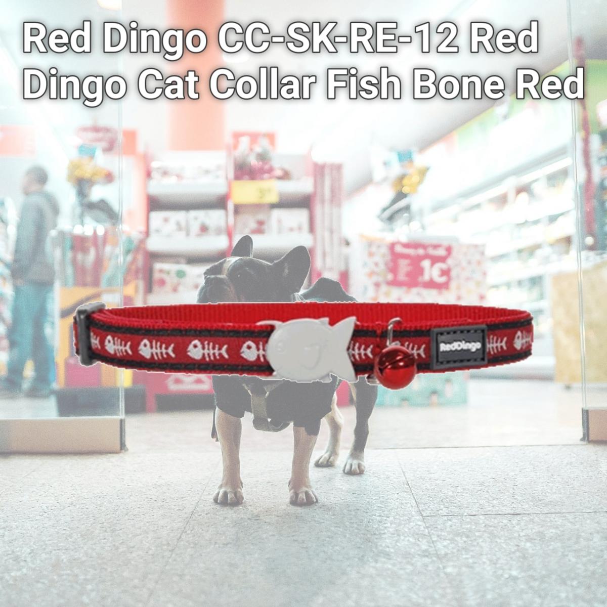 Picture of Red Dingo CC-SK-RE-12 Red Dingo Cat Collar Fish Bone Red