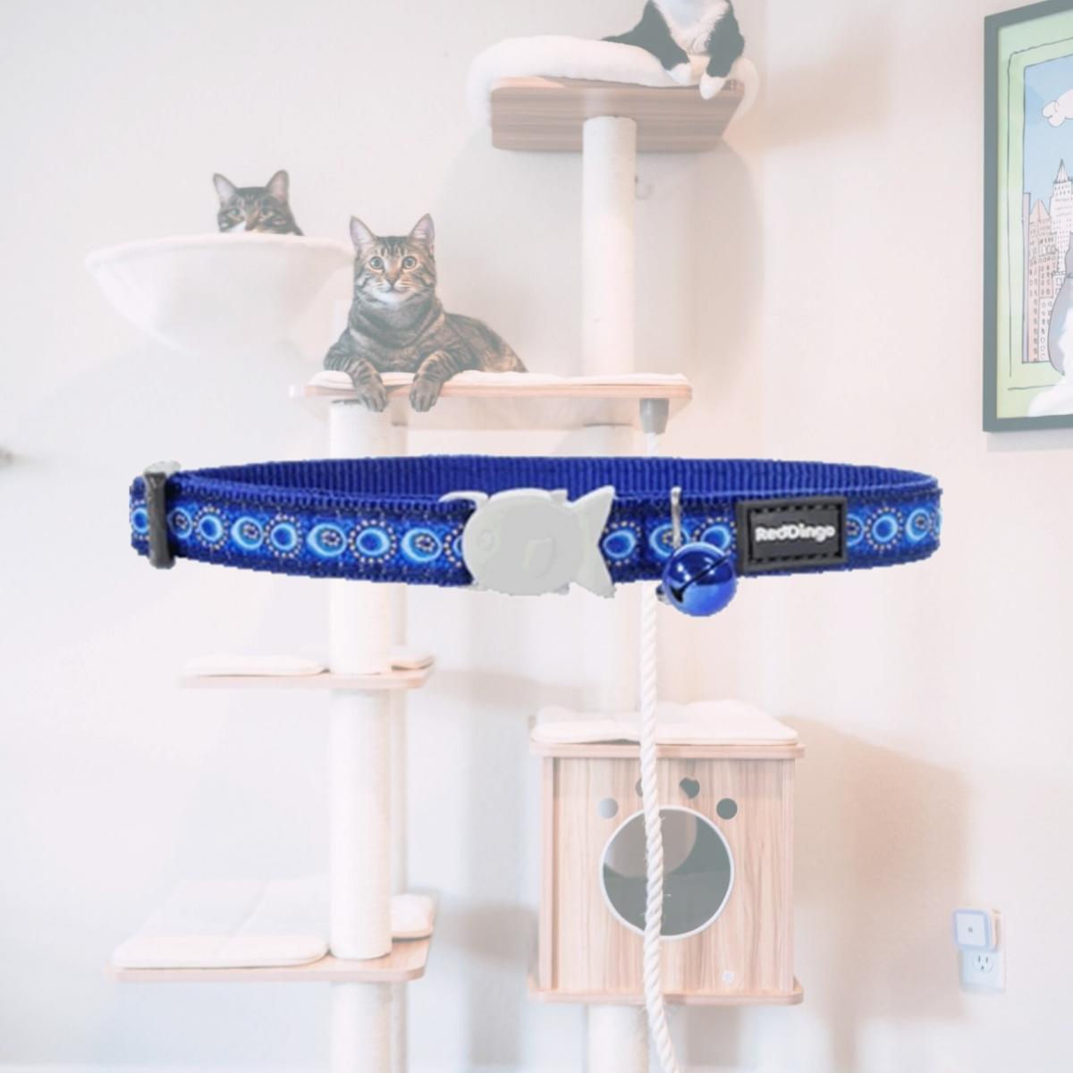 Picture of Red Dingo CC-CO-DB-12 Red Dingo Cat Collar Cosmos Dark Blue