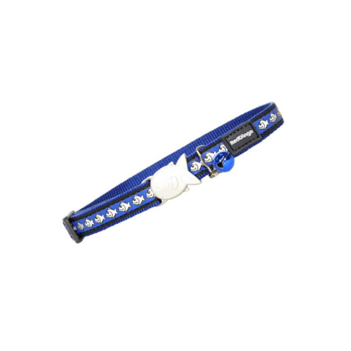 Picture of Red Dingo CC-RF-DB-12 Red Dingo Cat Collar Reflective Fish Dark Blue
