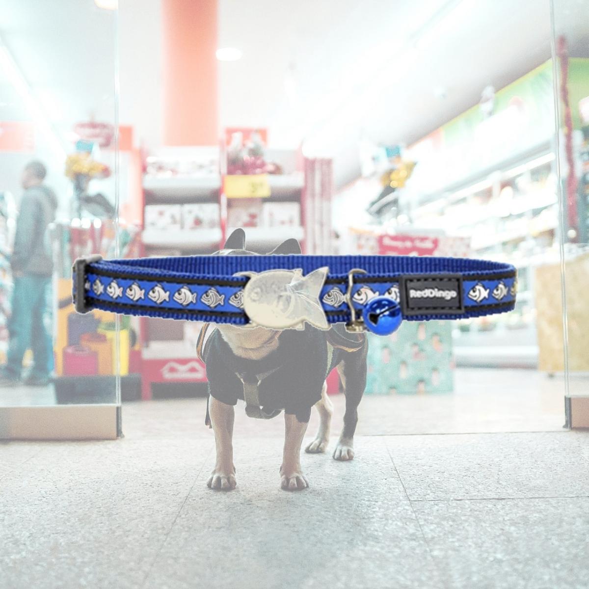 Picture of Red Dingo CC-RF-DB-12 Red Dingo Cat Collar Reflective Fish Dark Blue