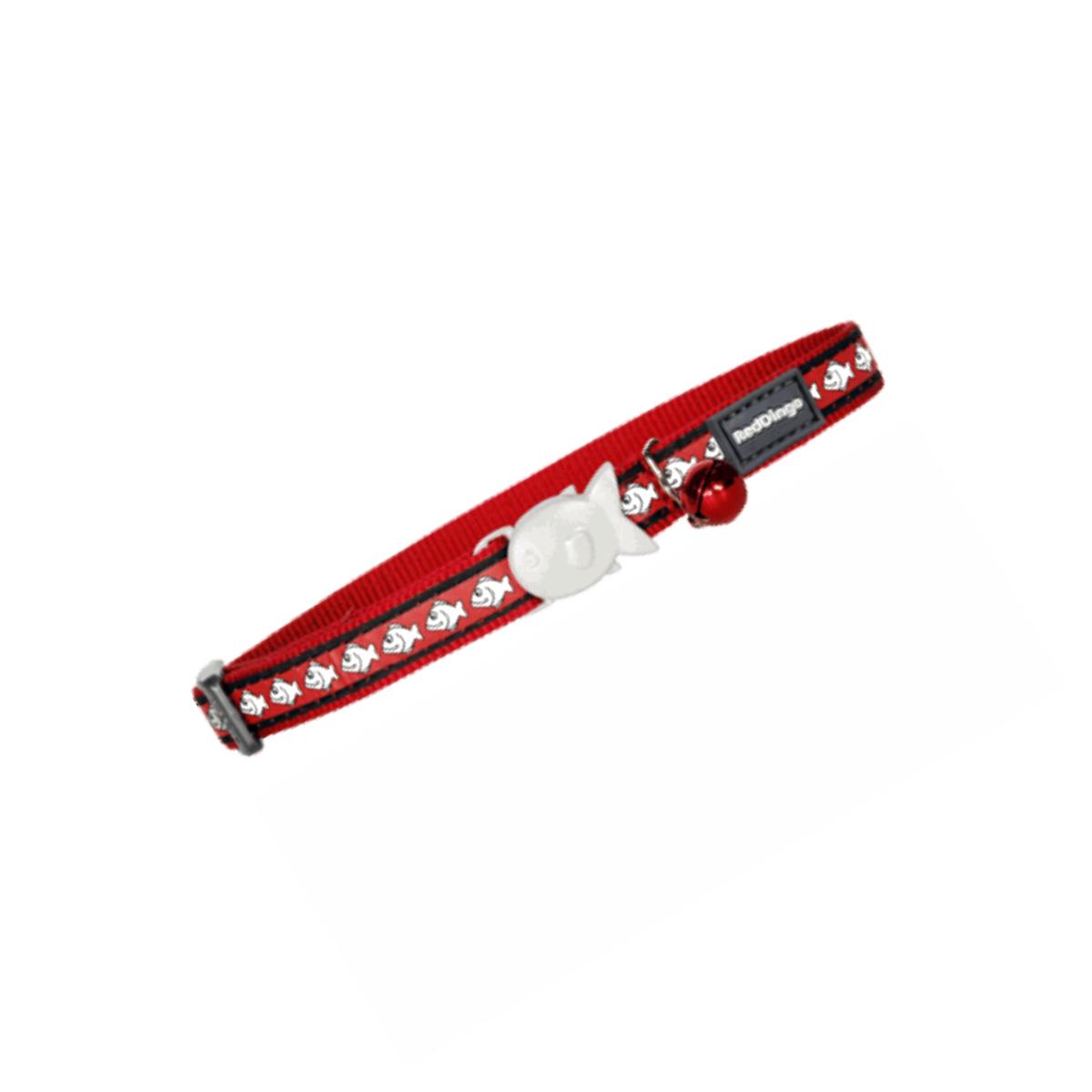 Picture of Red Dingo CC-RF-RE-12 Red Dingo Cat Collar Reflective Fish Red