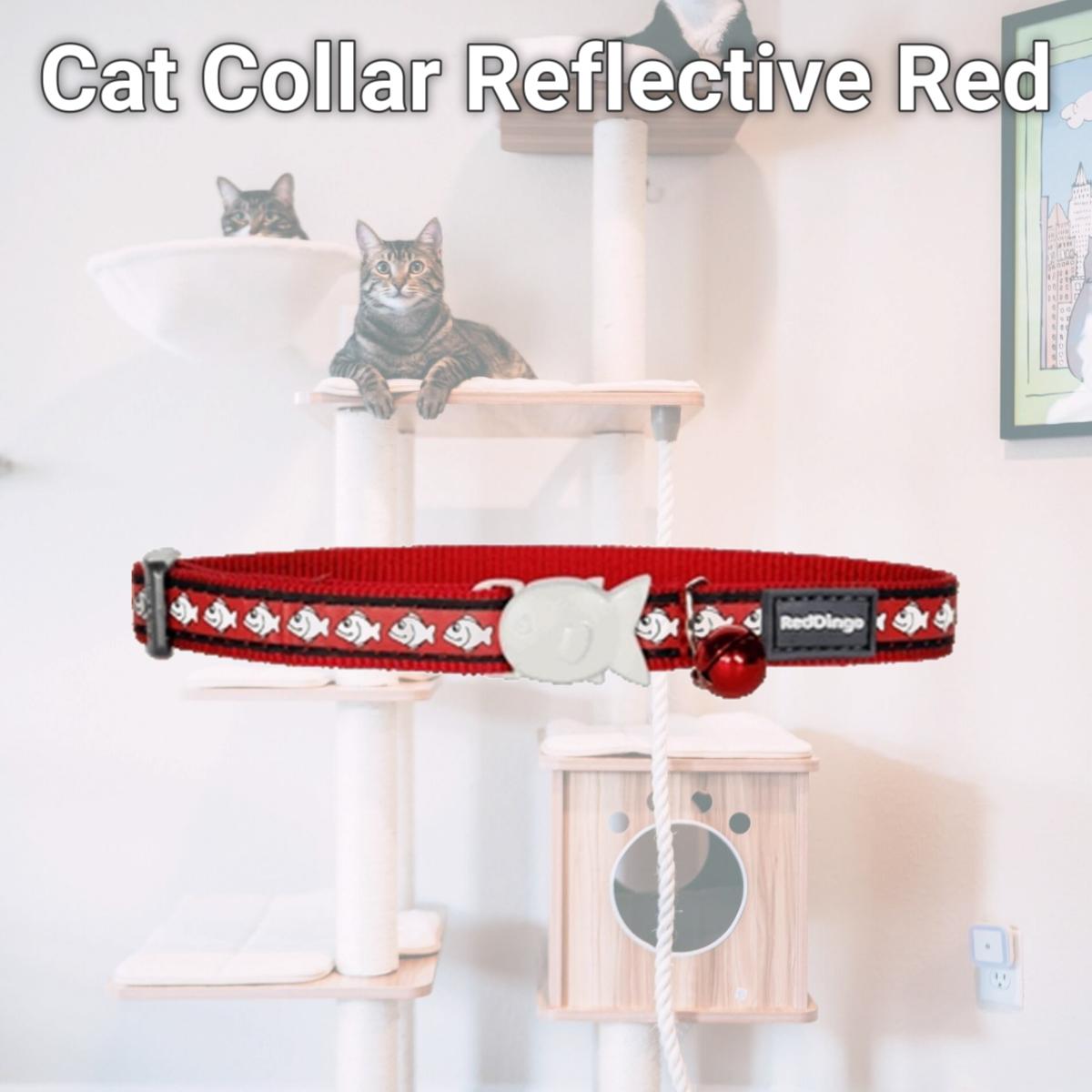 Picture of Red Dingo CC-RF-RE-12 Red Dingo Cat Collar Reflective Fish Red