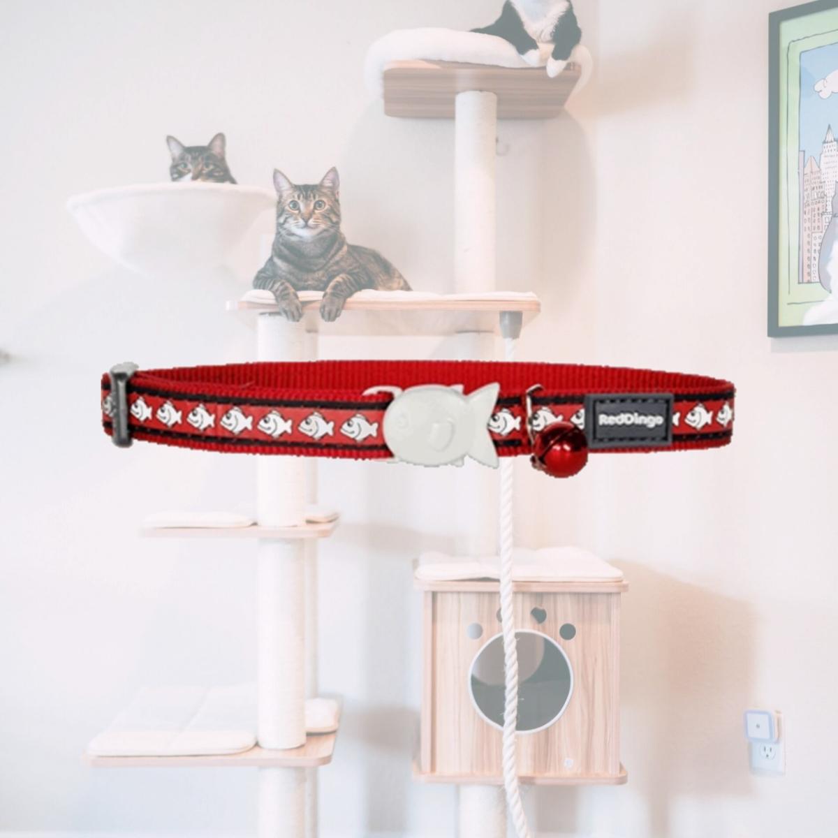 Picture of Red Dingo CC-RF-RE-12 Red Dingo Cat Collar Reflective Fish Red