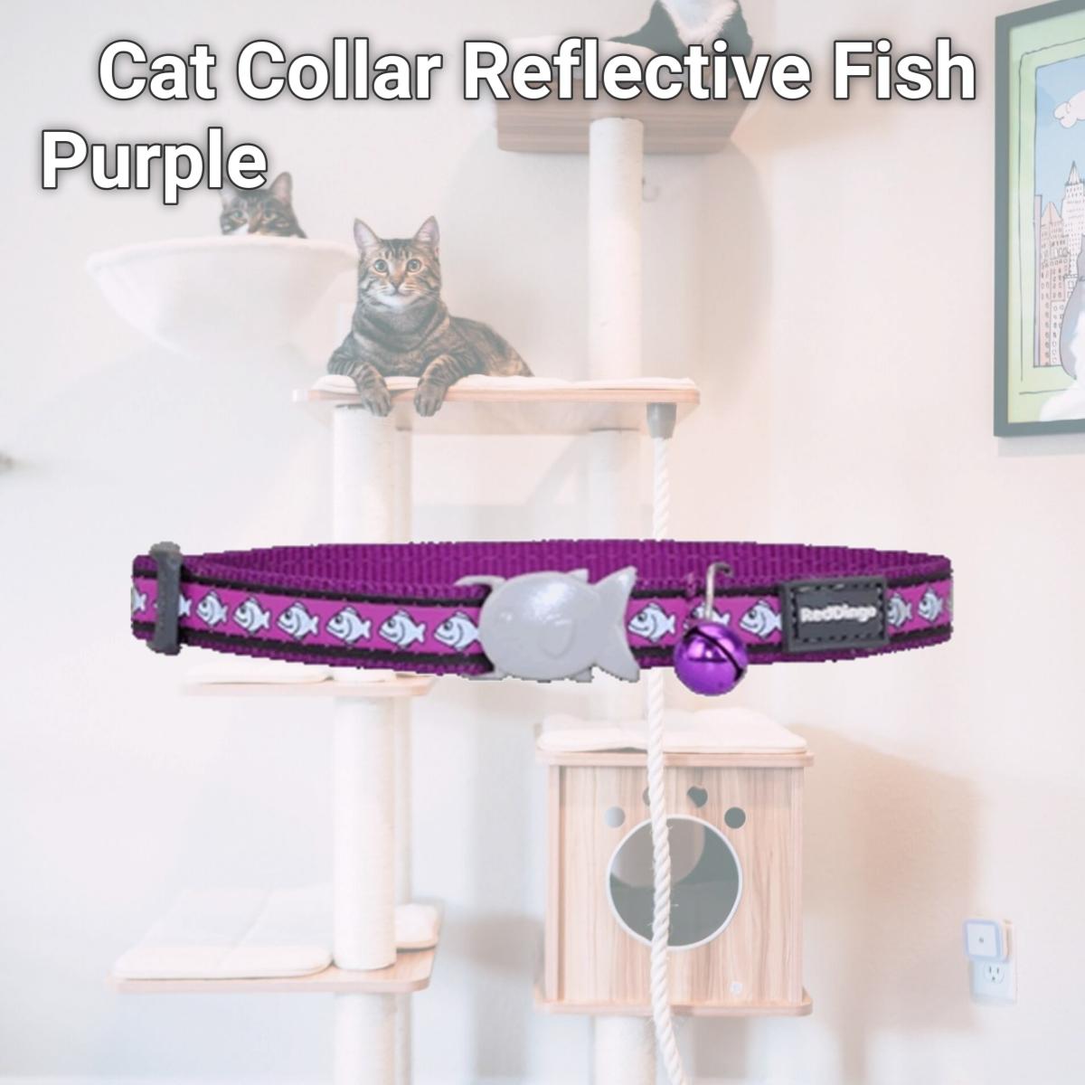 Picture of Red Dingo CC-RF-PU-12 Red Dingo Cat Collar Reflective Fish Purple