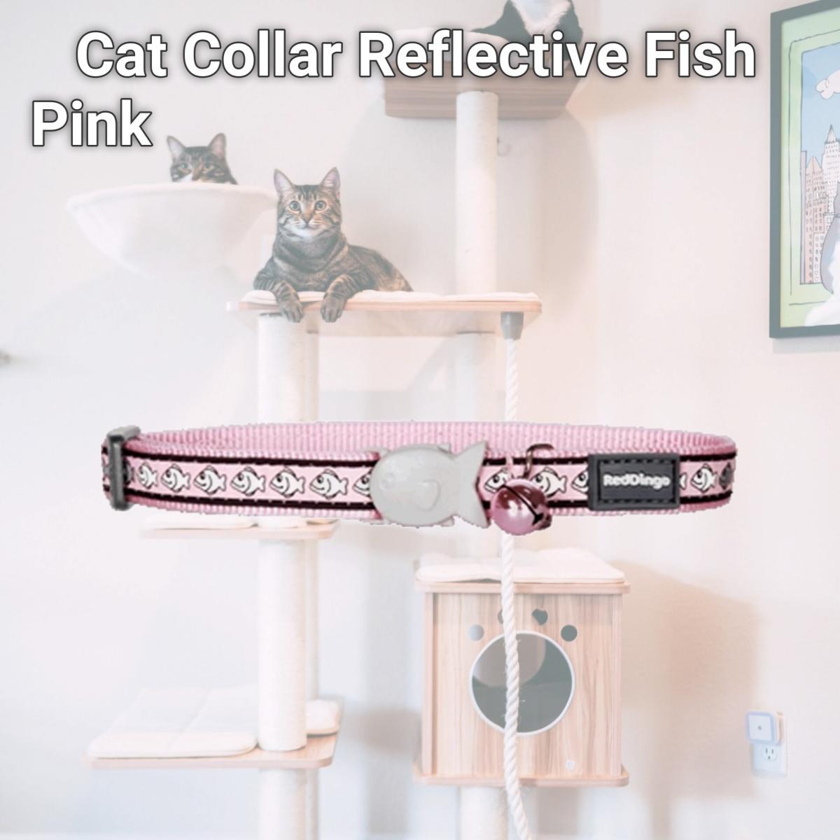 Picture of Red Dingo CC-RF-PK-12 Red Dingo Cat Collar Reflective Fish Pink