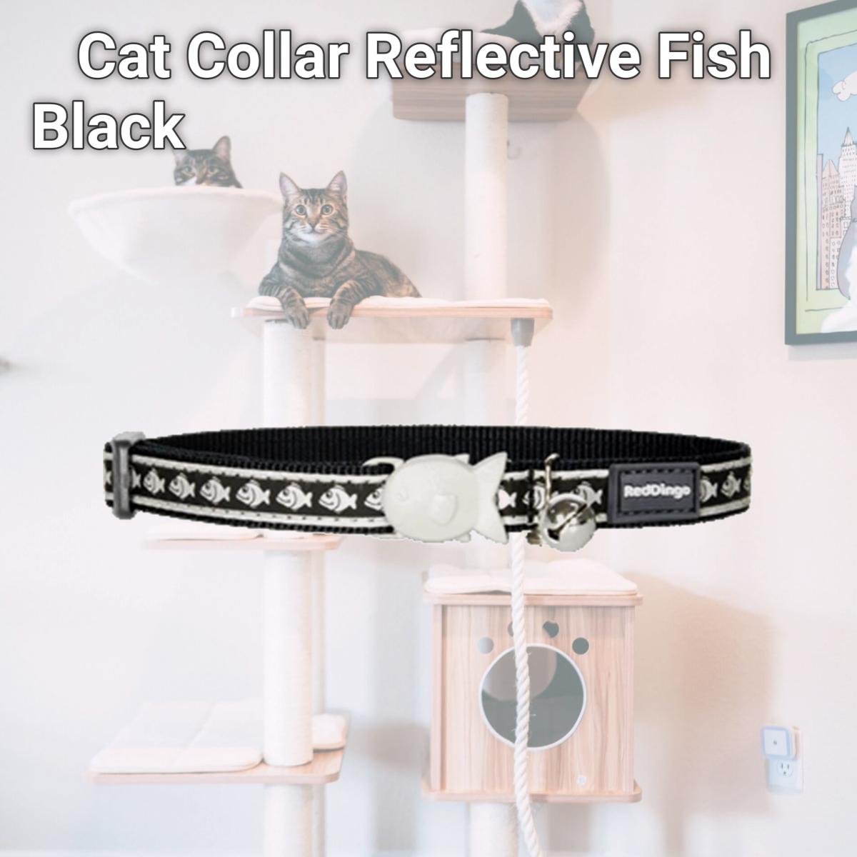 Picture of Red Dingo CC-RF-BB-12 Red Dingo Cat Collar Reflective Fish Black