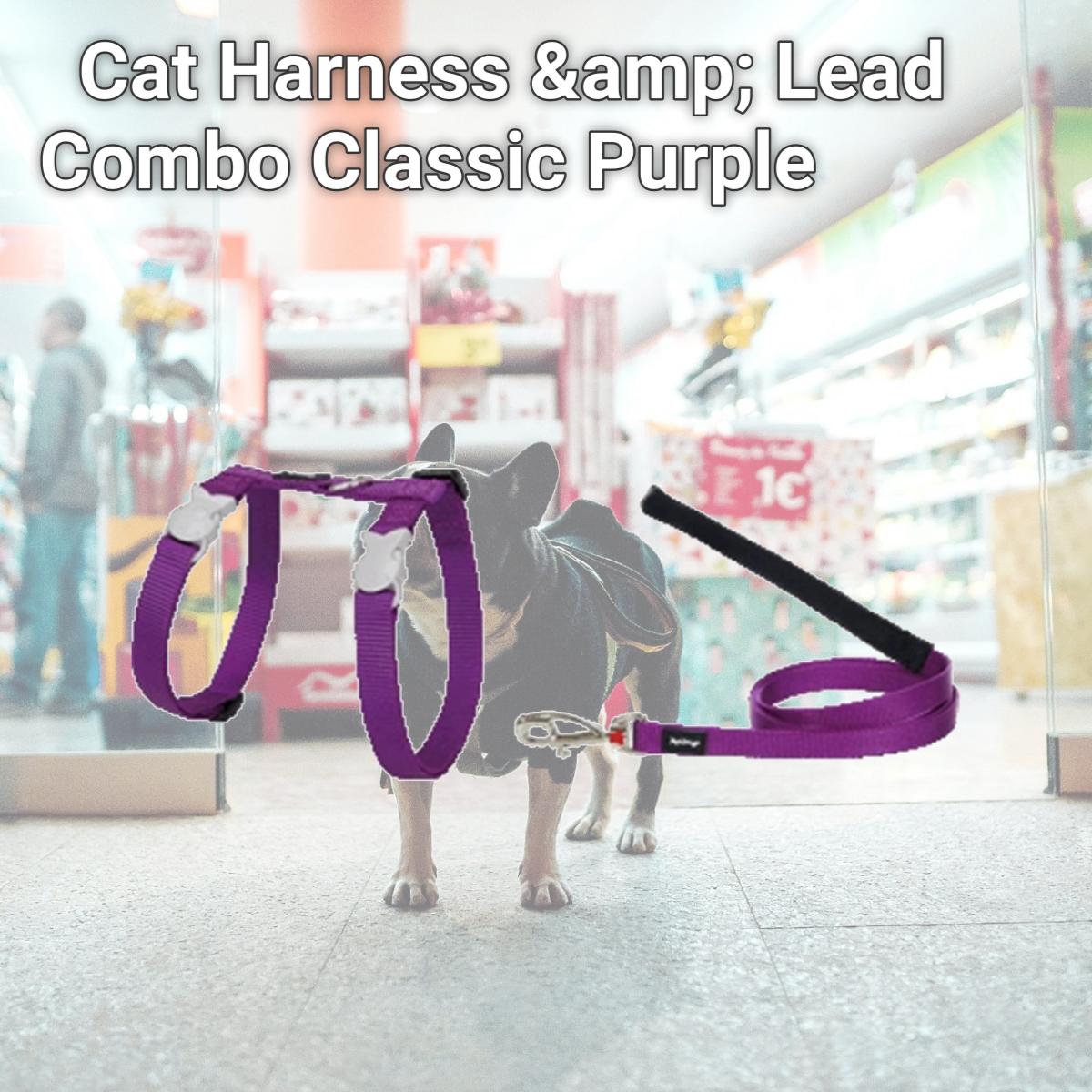 Picture of Red Dingo CH-ZZ-PU-12 Cat Harness &amp; Lead Combo Classic Purple