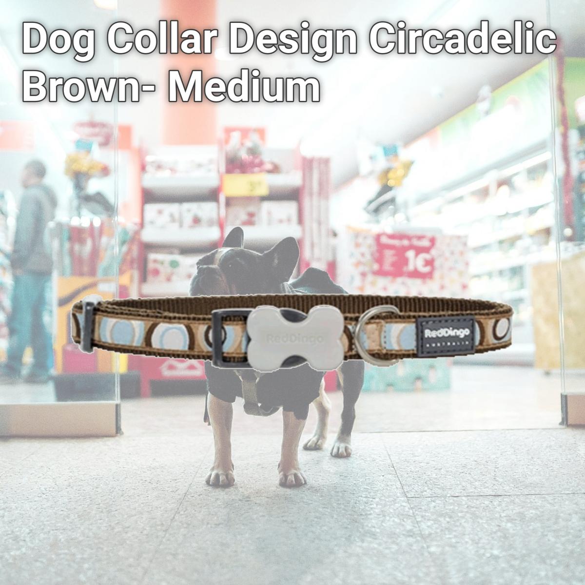 Picture of Red Dingo DC-CI-BR-20 Dog Collar Design Circadelic Brown- Medium