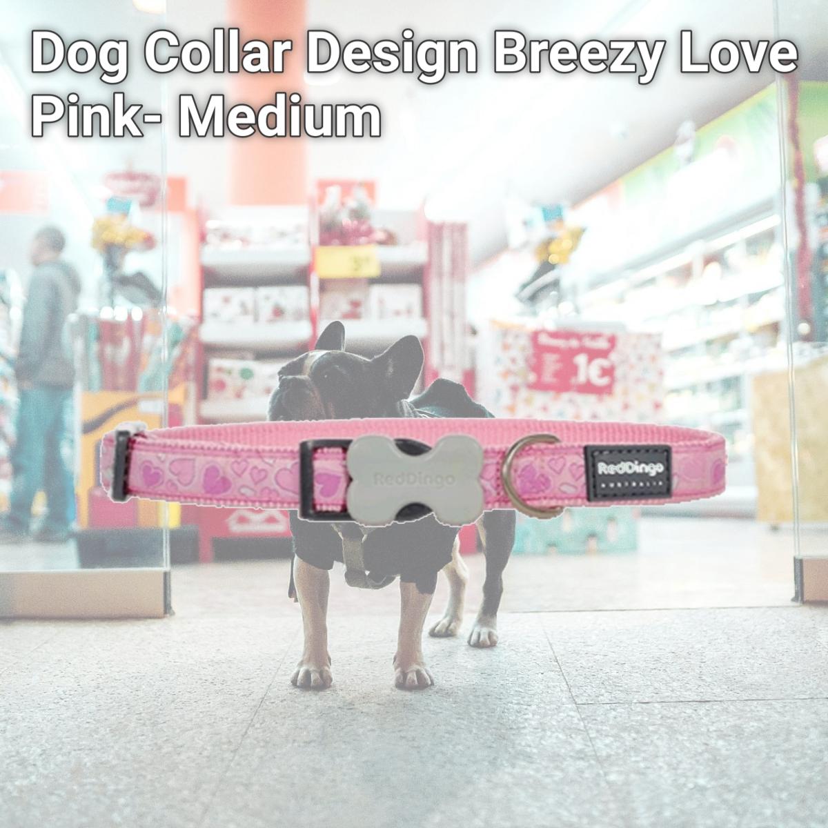 Picture of Red Dingo DC-BZ-PK-20 Dog Collar Design Breezy Love Pink- Medium