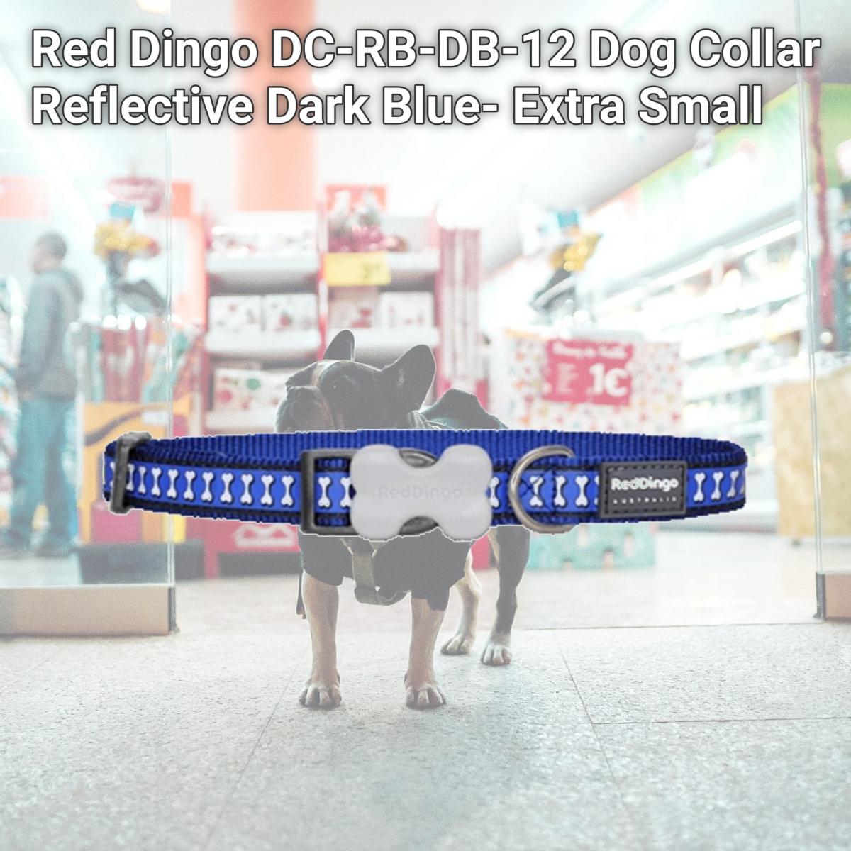 Picture of Red Dingo DC-RB-DB-12 Dog Collar Reflective Dark Blue- Extra Small