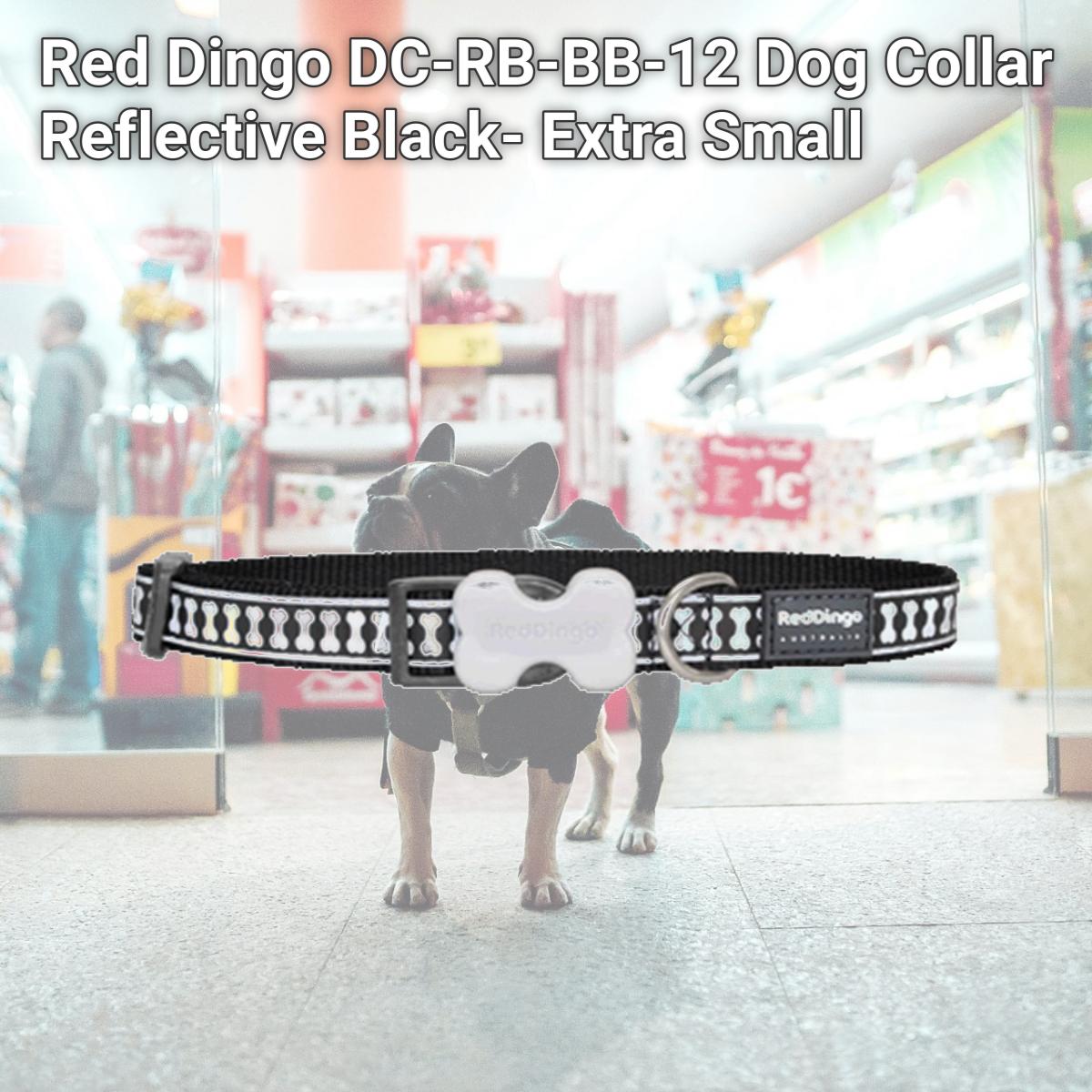 Picture of Red Dingo DC-RB-BB-12 Dog Collar Reflective Black- Extra Small
