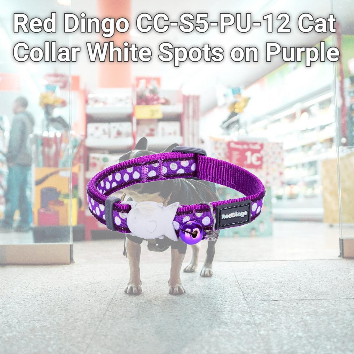 Picture of Red Dingo CC-S5-PU-12 Cat Collar White Spots on Purple