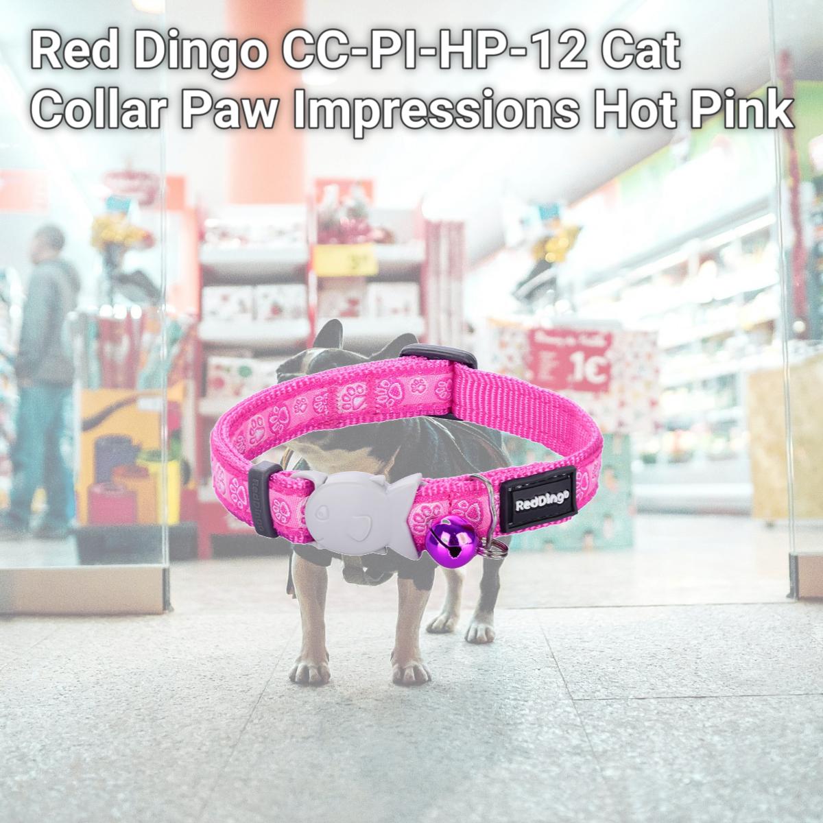 Picture of Red Dingo CC-PI-HP-12 Cat Collar Paw Impressions Hot Pink