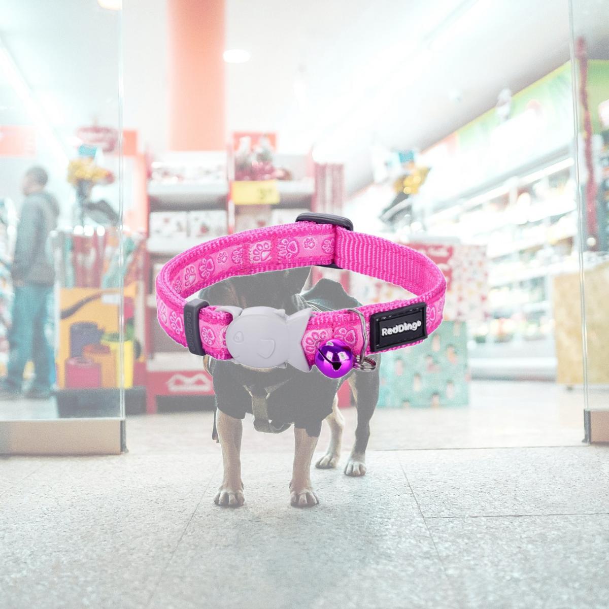 Picture of Red Dingo CC-PI-HP-12 Cat Collar Paw Impressions Hot Pink