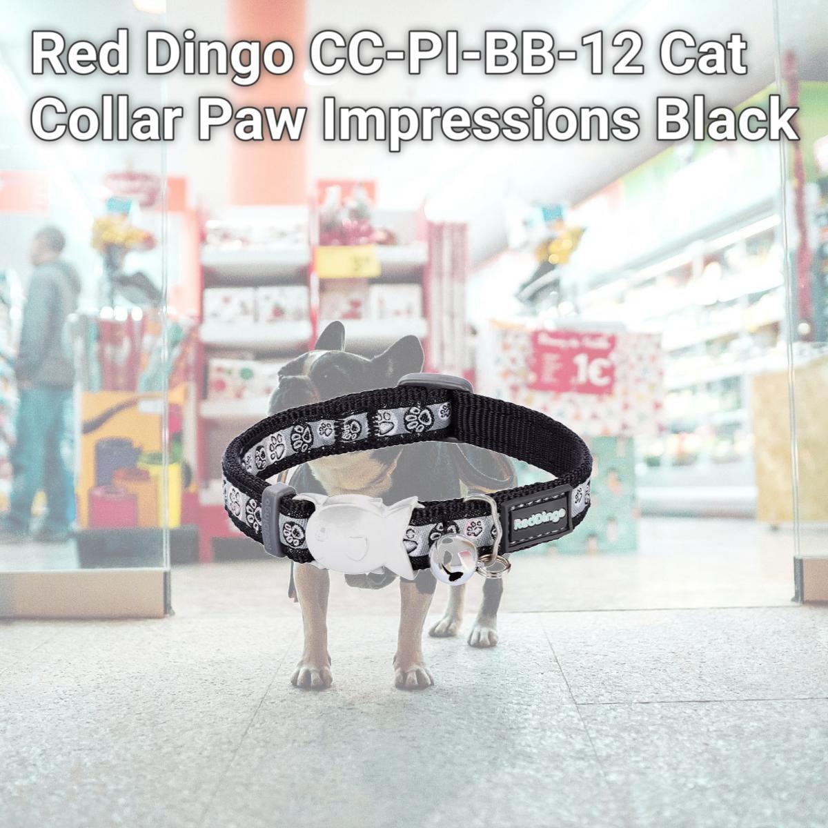 Picture of Red Dingo CC-PI-BB-12 Cat Collar Paw Impressions Black