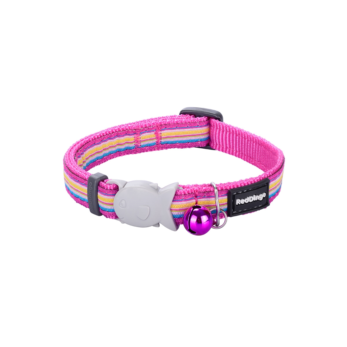 Picture of Red Dingo CC-HO-HP-12 Cat Collar Horizontal Stripes Hot Pink