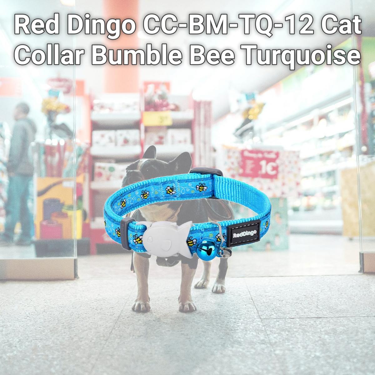 Picture of Red Dingo CC-BM-TQ-12 Cat Collar Bumble Bee Turquoise