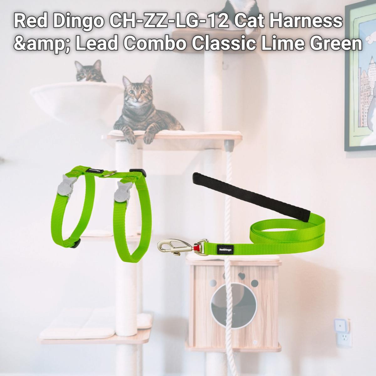 Picture of Red Dingo CH-ZZ-LG-12 Cat Harness &amp; Lead Combo Classic Lime Green