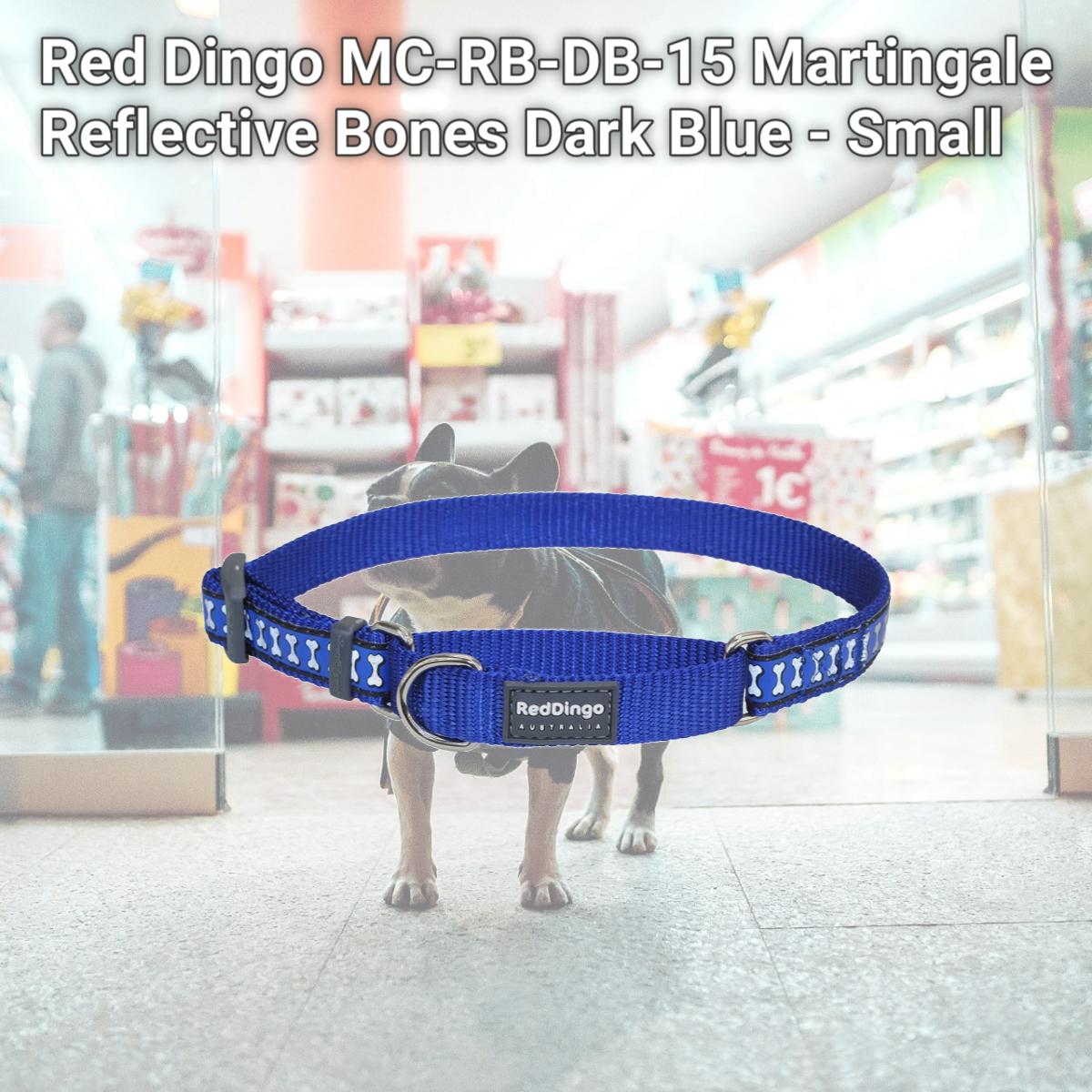 Picture of Red Dingo MC-RB-DB-15 Martingale Reflective Bones Dark Blue - Small