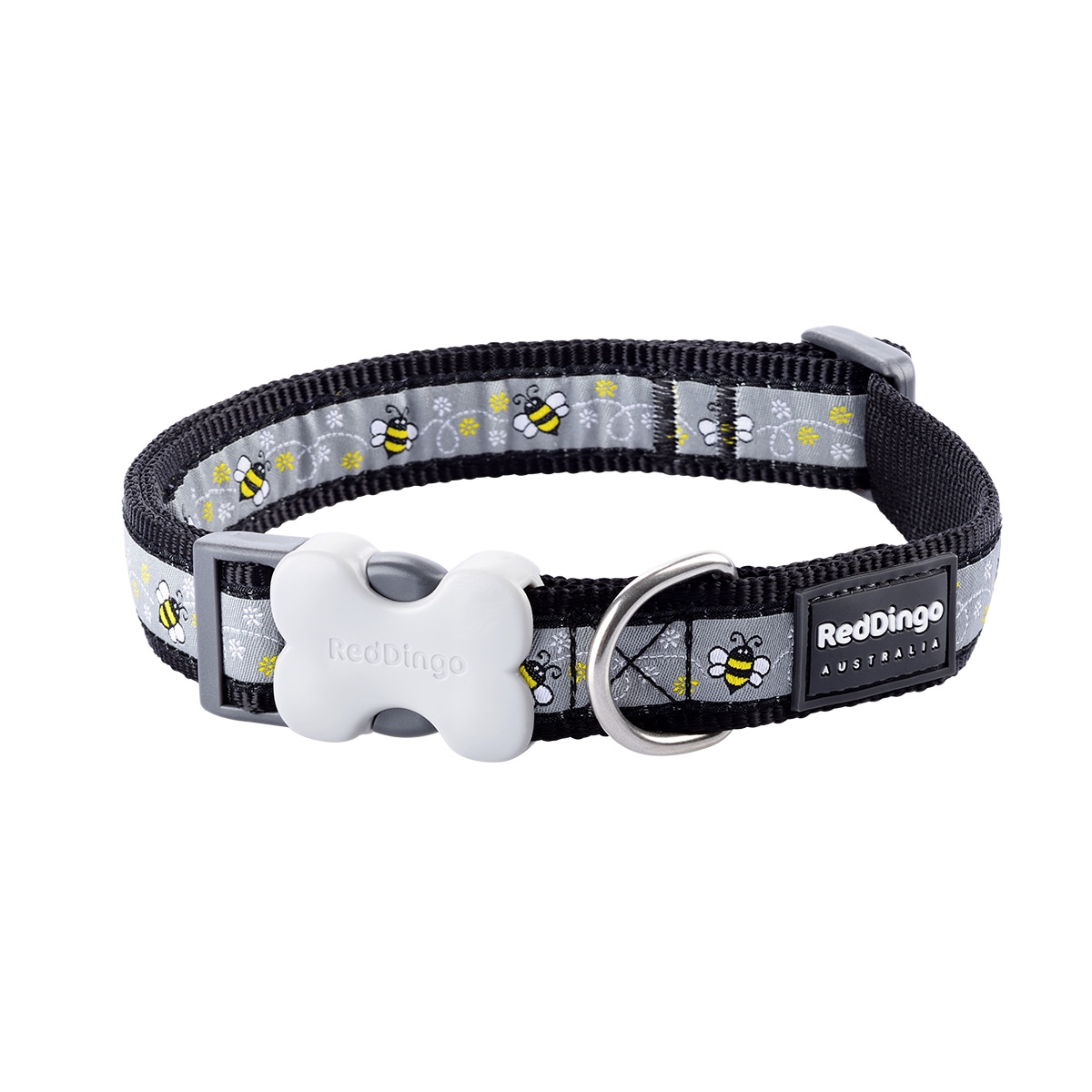Picture of Red Dingo DC-BM-BB-12 Dog Collar Design Design Bumble Bee Black - Extra Small