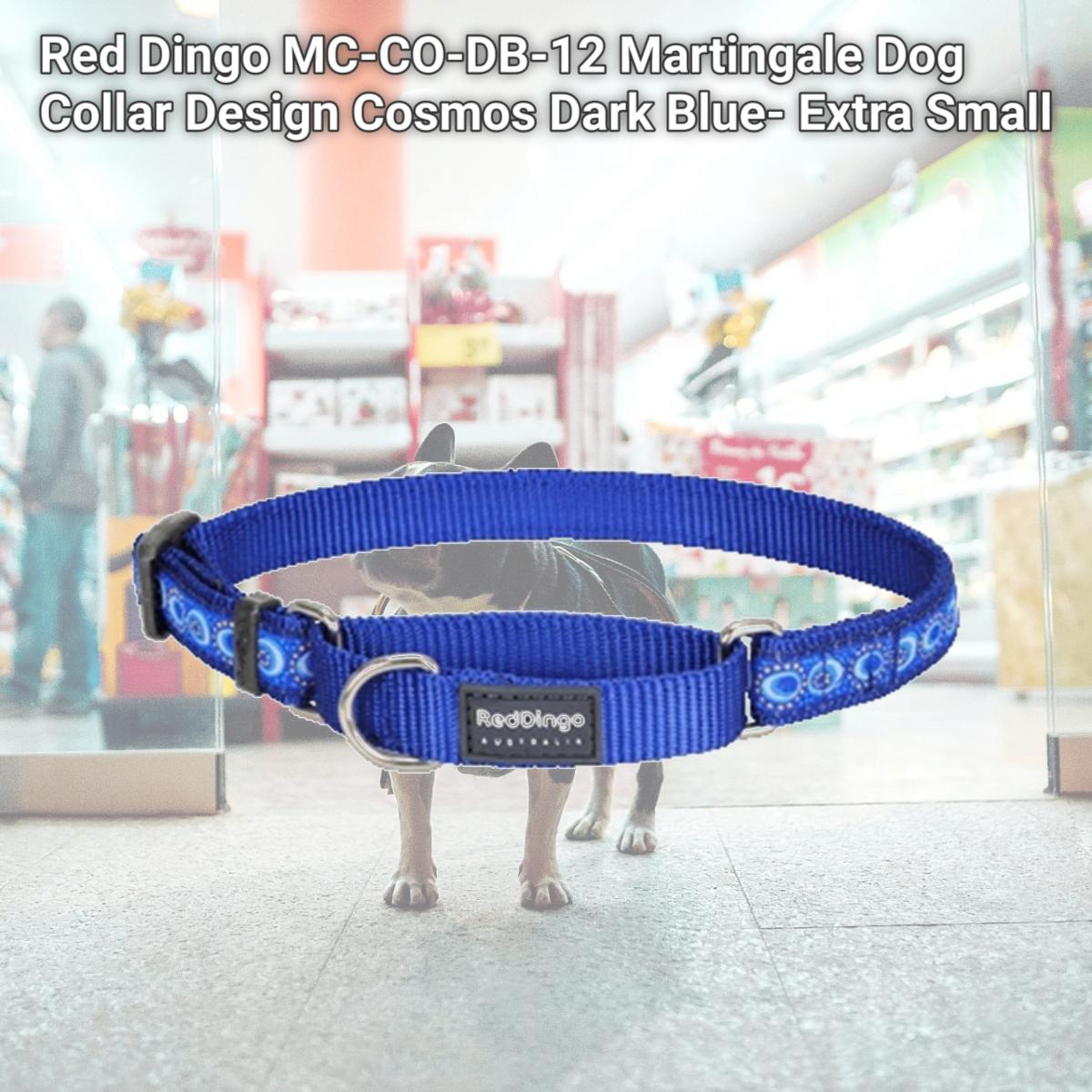 Picture of Red Dingo MC-CO-DB-12 Martingale Dog Collar Design Cosmos Dark Blue- Extra Small