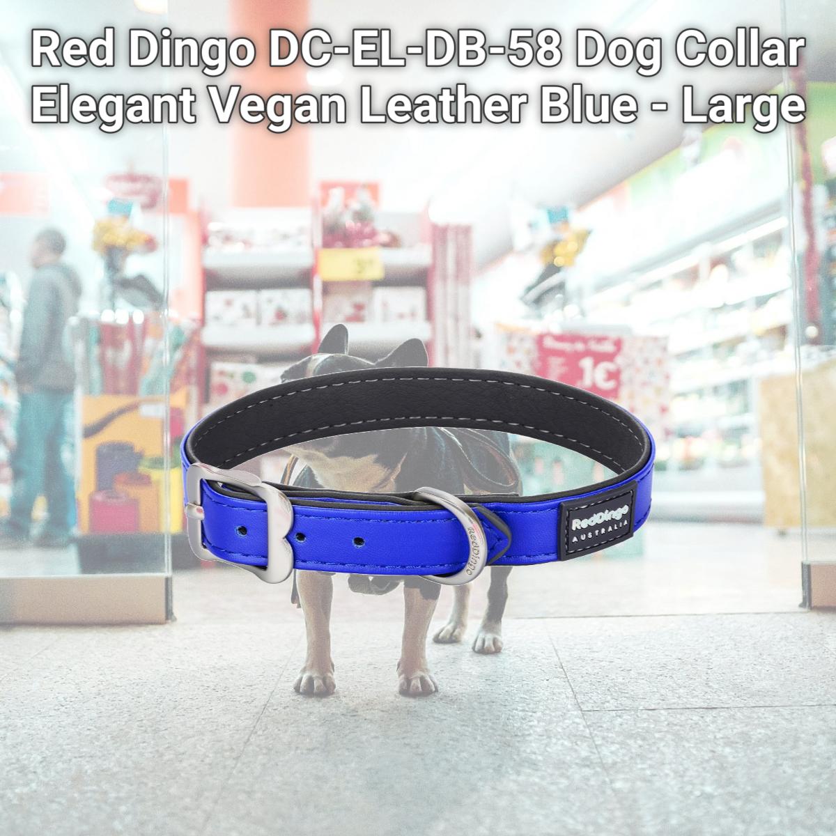 Picture of Red Dingo DC-EL-DB-58 Dog Collar Elegant Vegan Leather Blue - Large