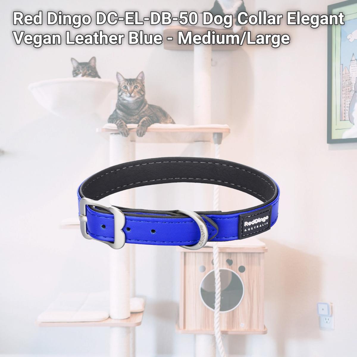 Picture of Red Dingo DC-EL-DB-50 Dog Collar Elegant Vegan Leather Blue - Medium/Large