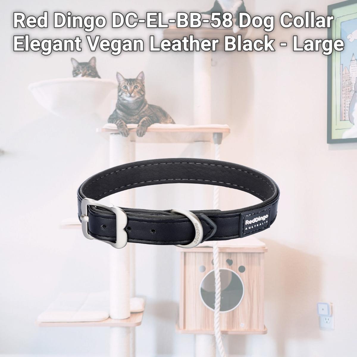 Picture of Red Dingo DC-EL-BB-58 Dog Collar Elegant Vegan Leather Black - Large