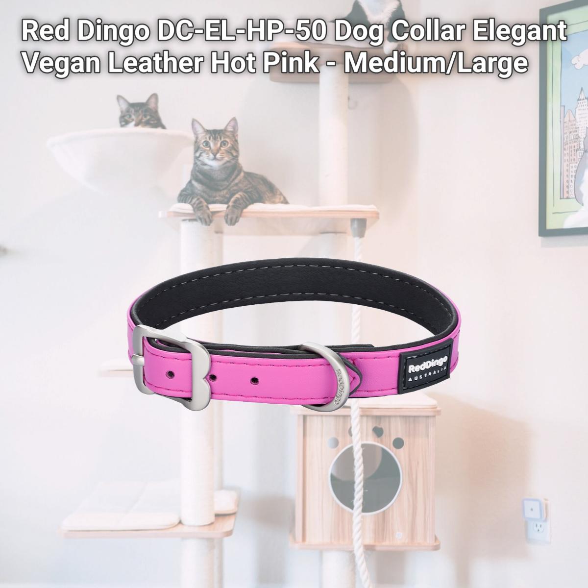 Picture of Red Dingo DC-EL-HP-50 Dog Collar Elegant Vegan Leather Hot Pink - Medium/Large