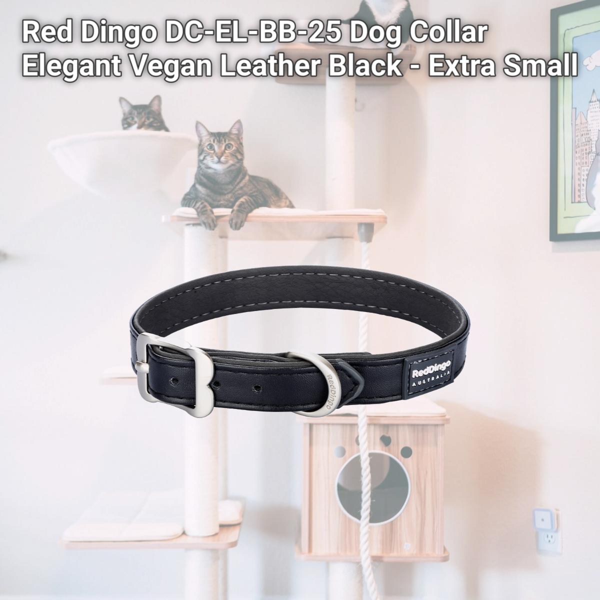 Picture of Red Dingo DC-EL-BB-25 Dog Collar Elegant Vegan Leather Black - Extra Small