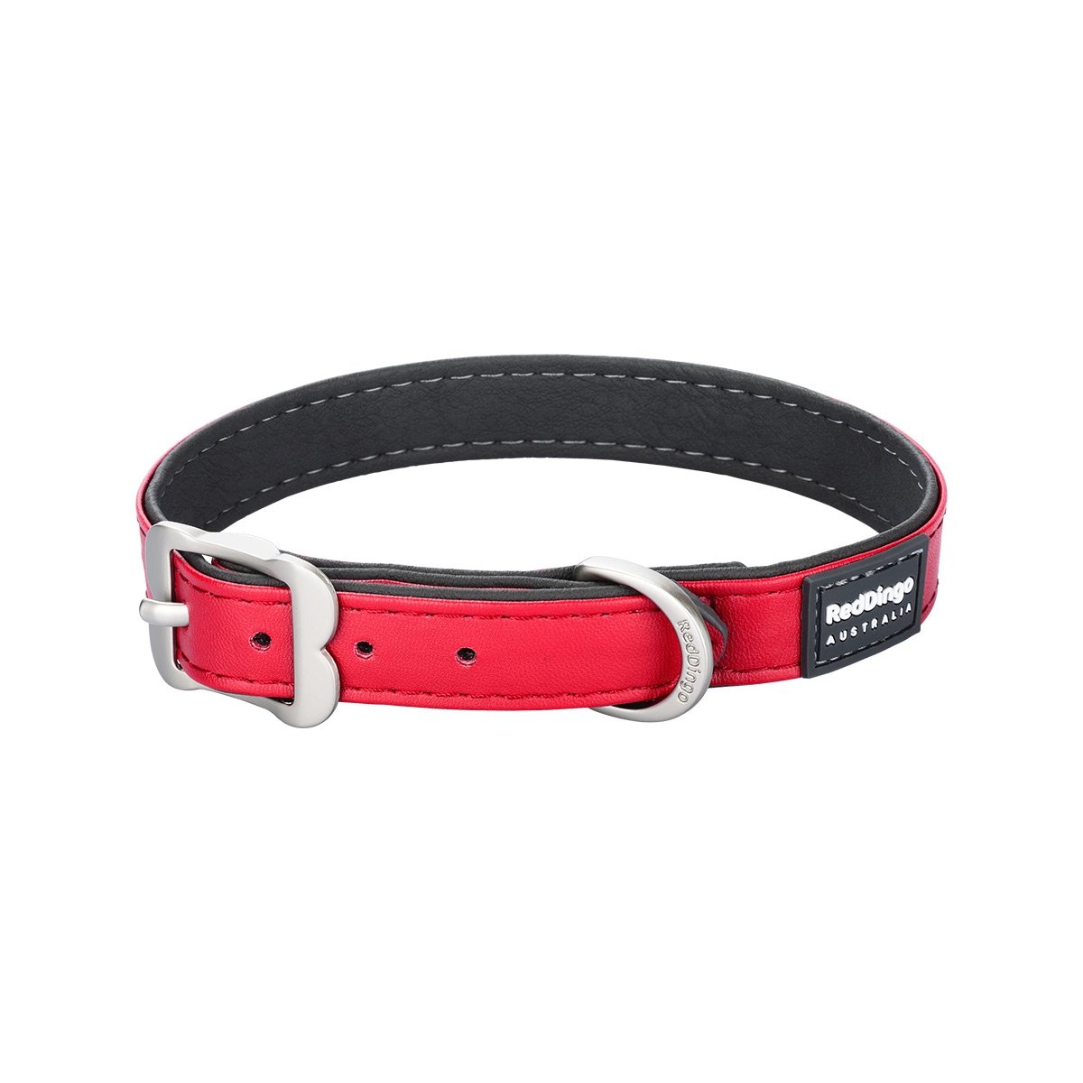 Picture of Red Dingo DC-EL-RE-25 Dog Collar Elegant Vegan Leather Red- Extra Small