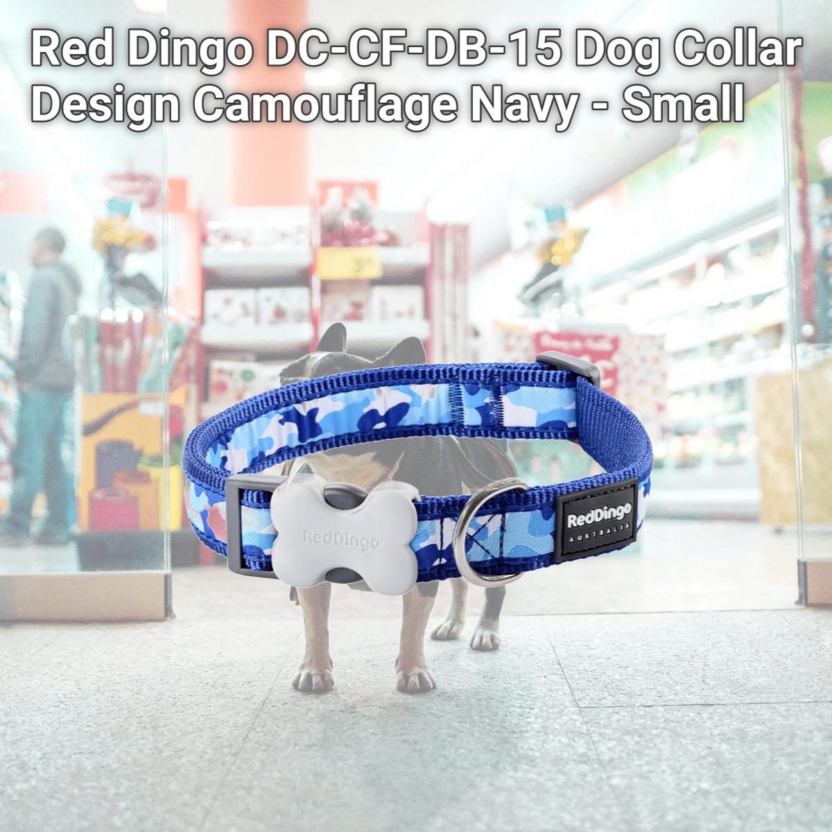 Picture of Red Dingo DC-CF-DB-15 Dog Collar Design Camouflage Navy - Small