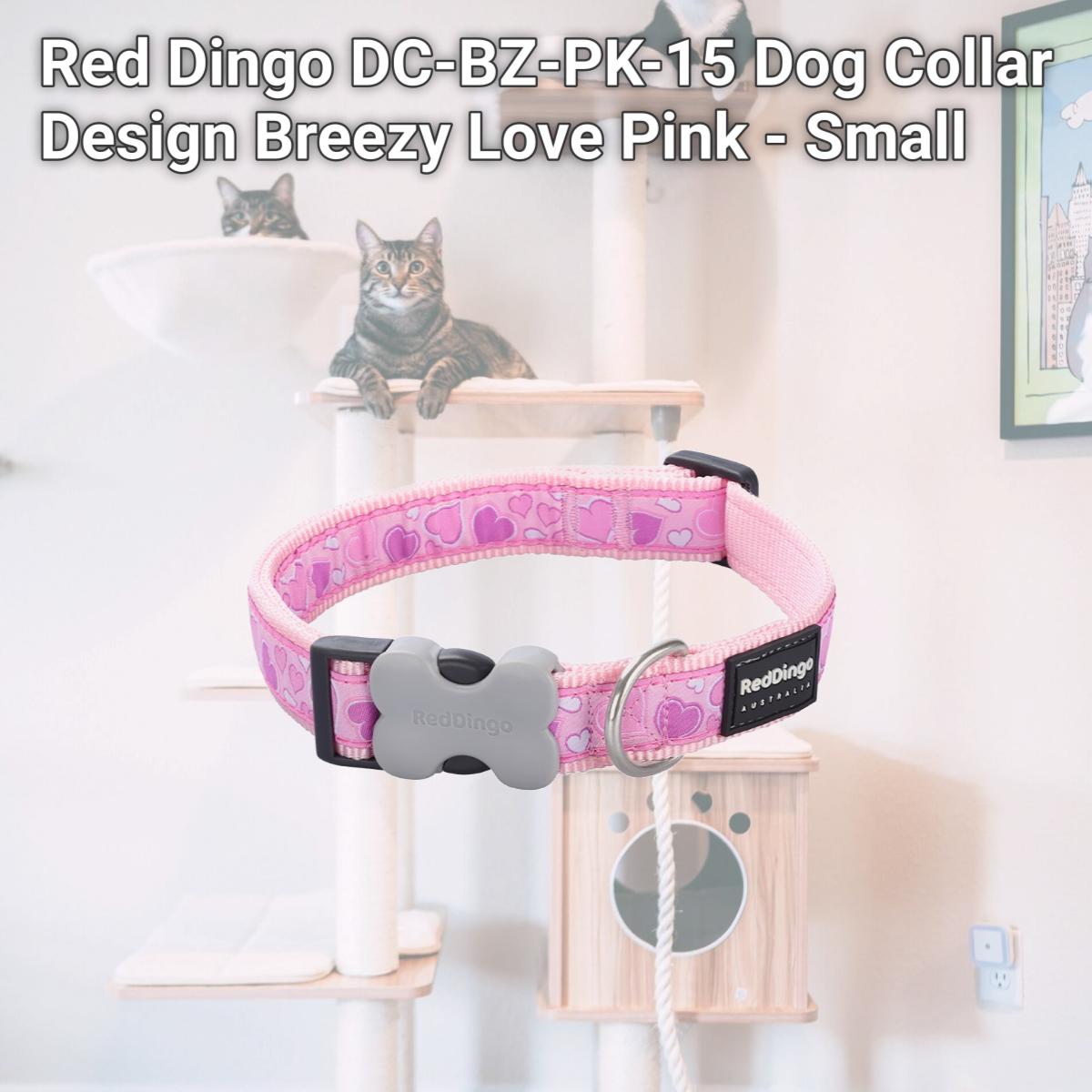 Picture of Red Dingo DC-BZ-PK-15 Dog Collar Design Breezy Love Pink - Small