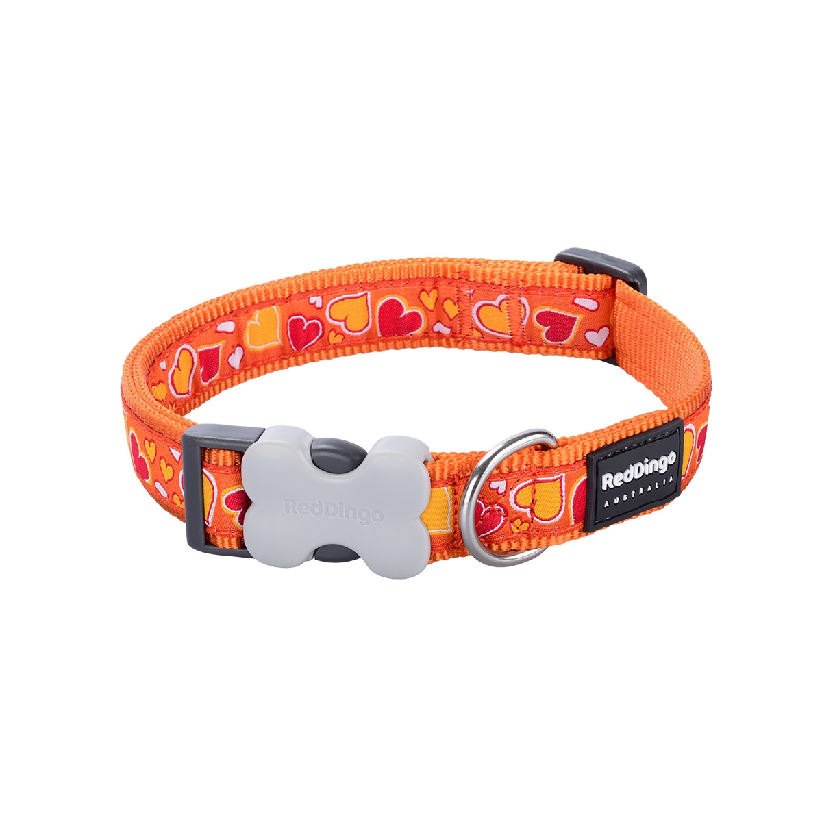 Picture of Red Dingo DC-BZ-OR-15 Dog Collar Design Breezy Love Orange - Small