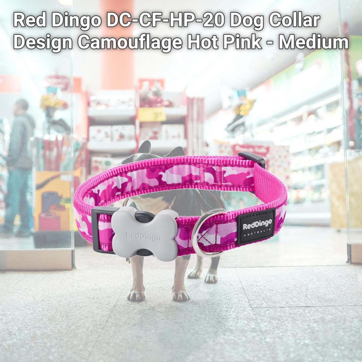 Picture of Red Dingo DC-CF-HP-20 Dog Collar Design Camouflage Hot Pink - Medium