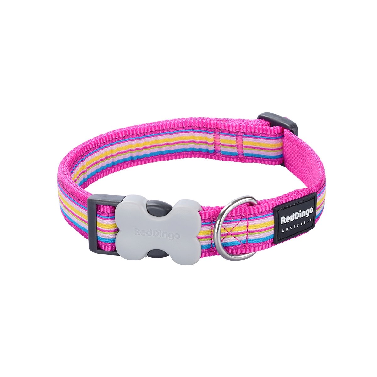 Picture of Red Dingo DC-HO-HP-12 Dog Collar Design Horizontal Stripes Hot Pink - Extra Small