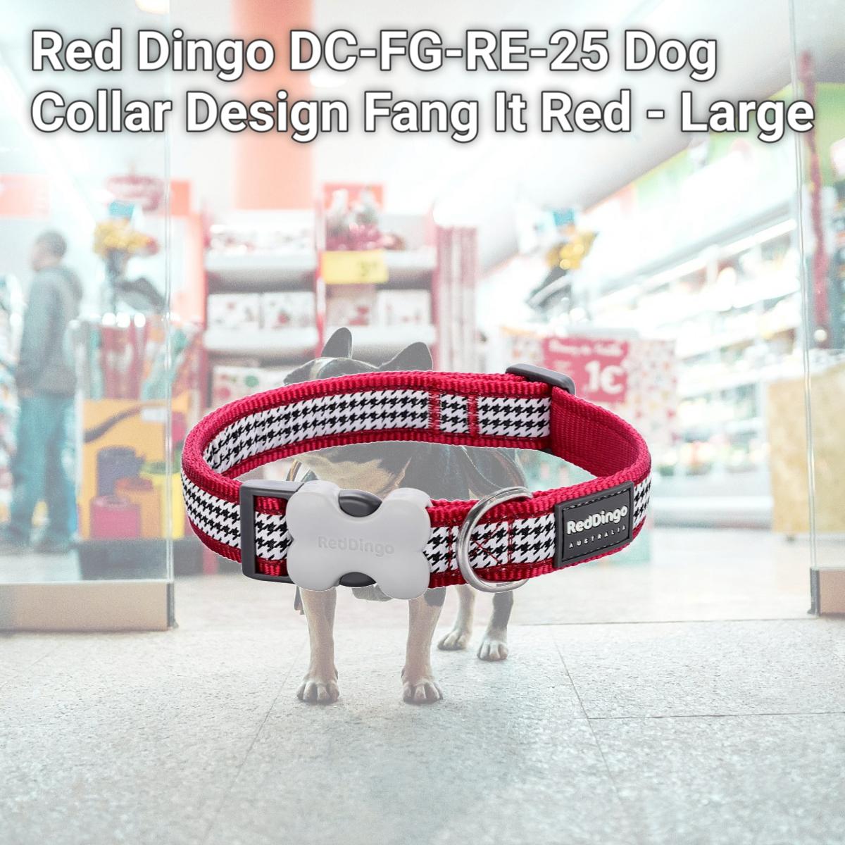 Picture of Red Dingo DC-FG-RE-25 Dog Collar Design Fang It Red - Large