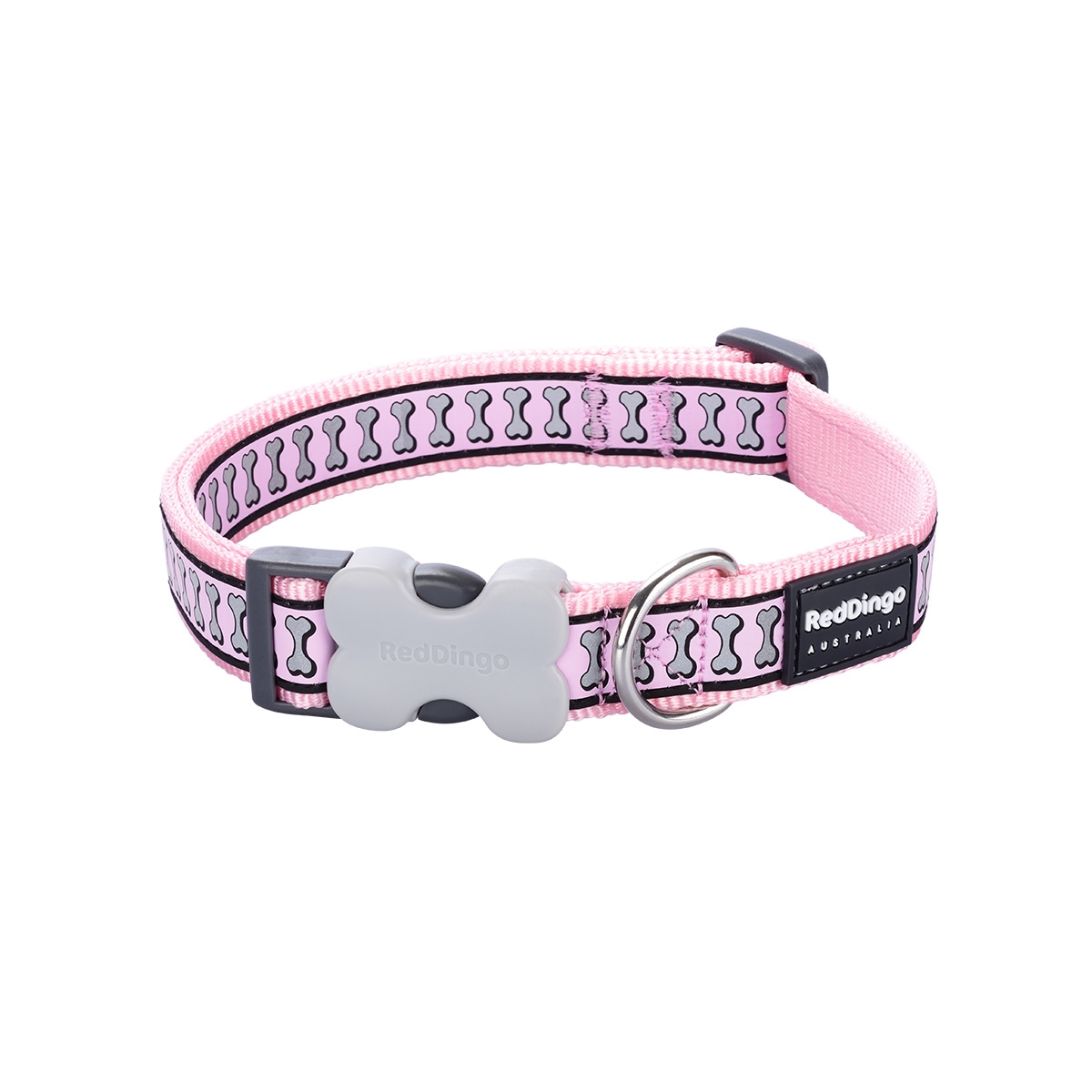 Picture of Red Dingo DC-RB-PK-15 Dog Collar Reflective Bones Pink - Small