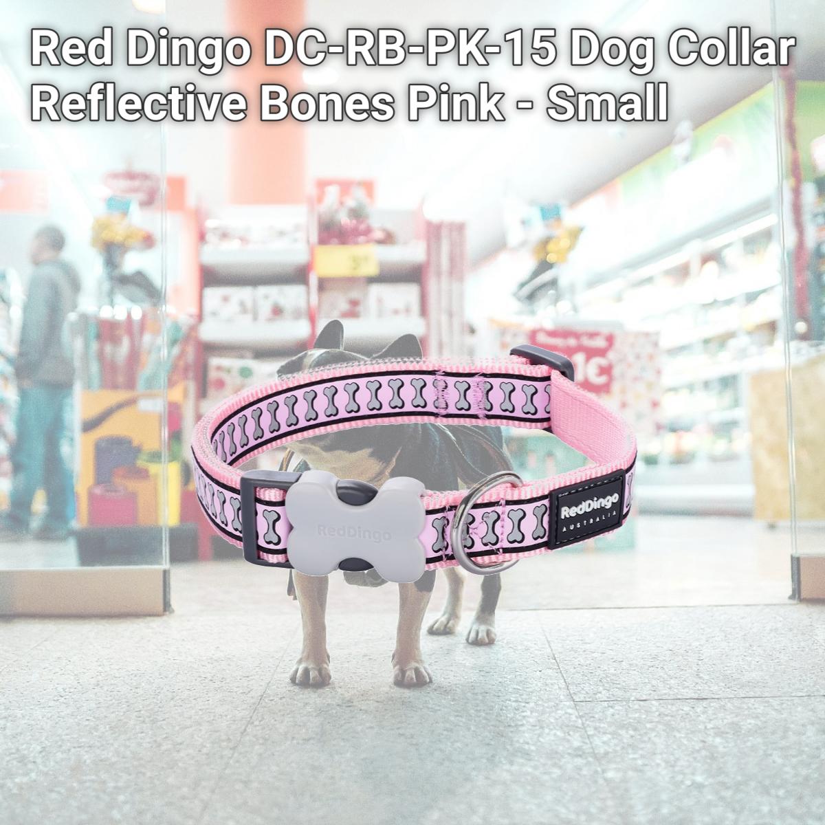 Picture of Red Dingo DC-RB-PK-15 Dog Collar Reflective Bones Pink - Small