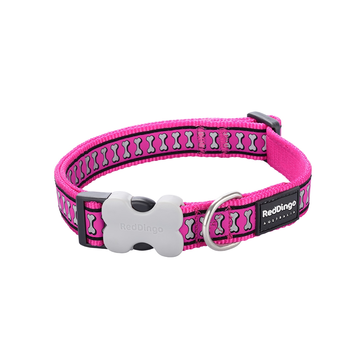 Picture of Red Dingo DC-RB-HP-15 Dog Collar Reflective Bones Hot Pink - Small