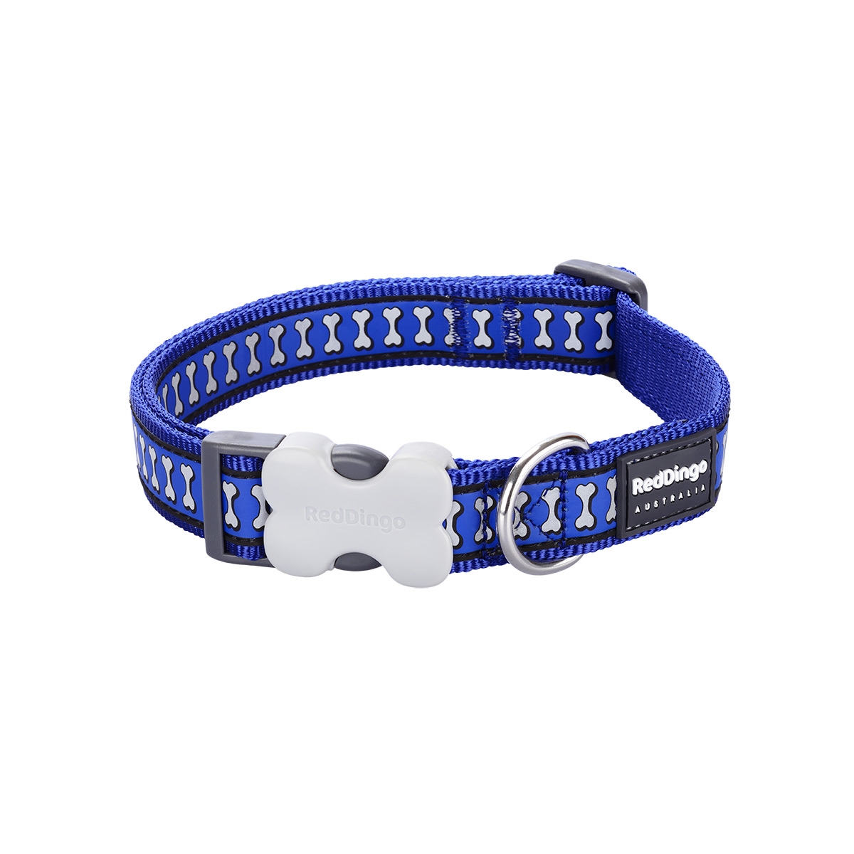 Picture of Red Dingo DC-RB-DB-15 Dog Collar Reflective Bones Dark Blue - Small