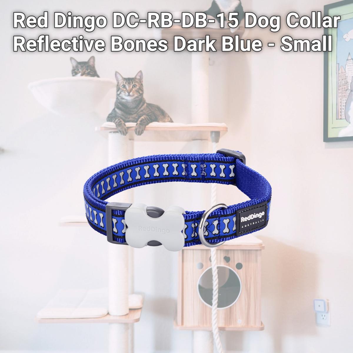 Picture of Red Dingo DC-RB-DB-15 Dog Collar Reflective Bones Dark Blue - Small