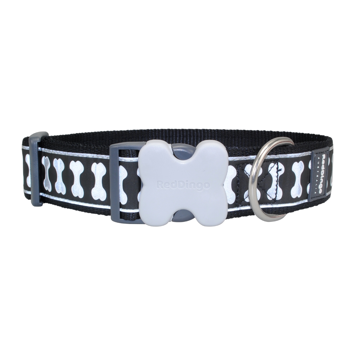 Picture of Red Dingo DC-RB-BB-GS Dog Collar Reflective Bones Black GIANT Short