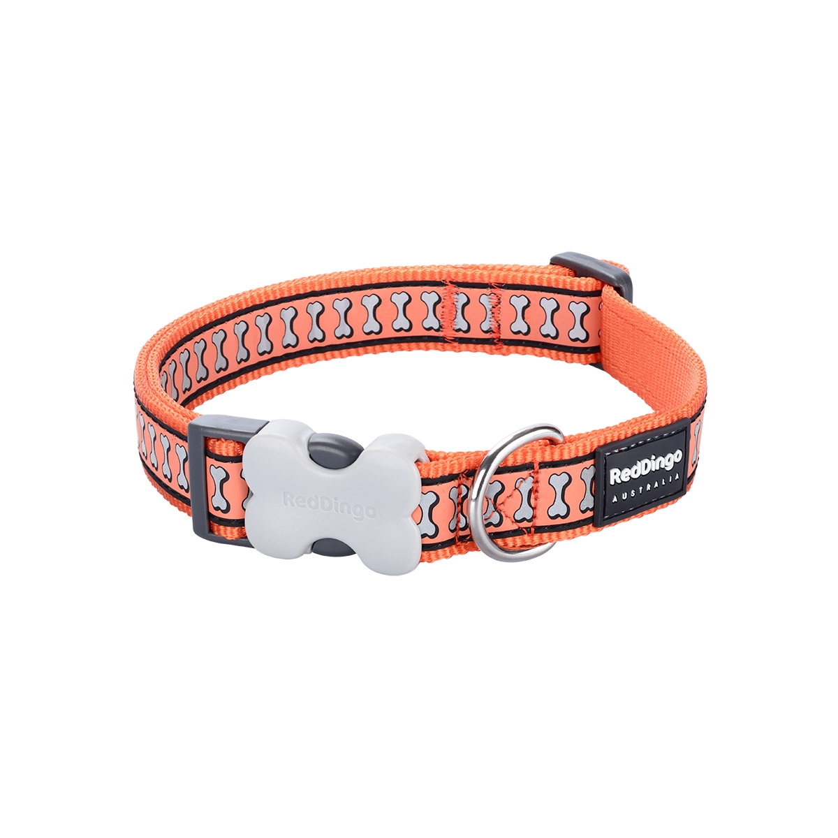 Picture of Red Dingo DC-RB-OR-15 Dog Collar Reflective Bones Orange - Small